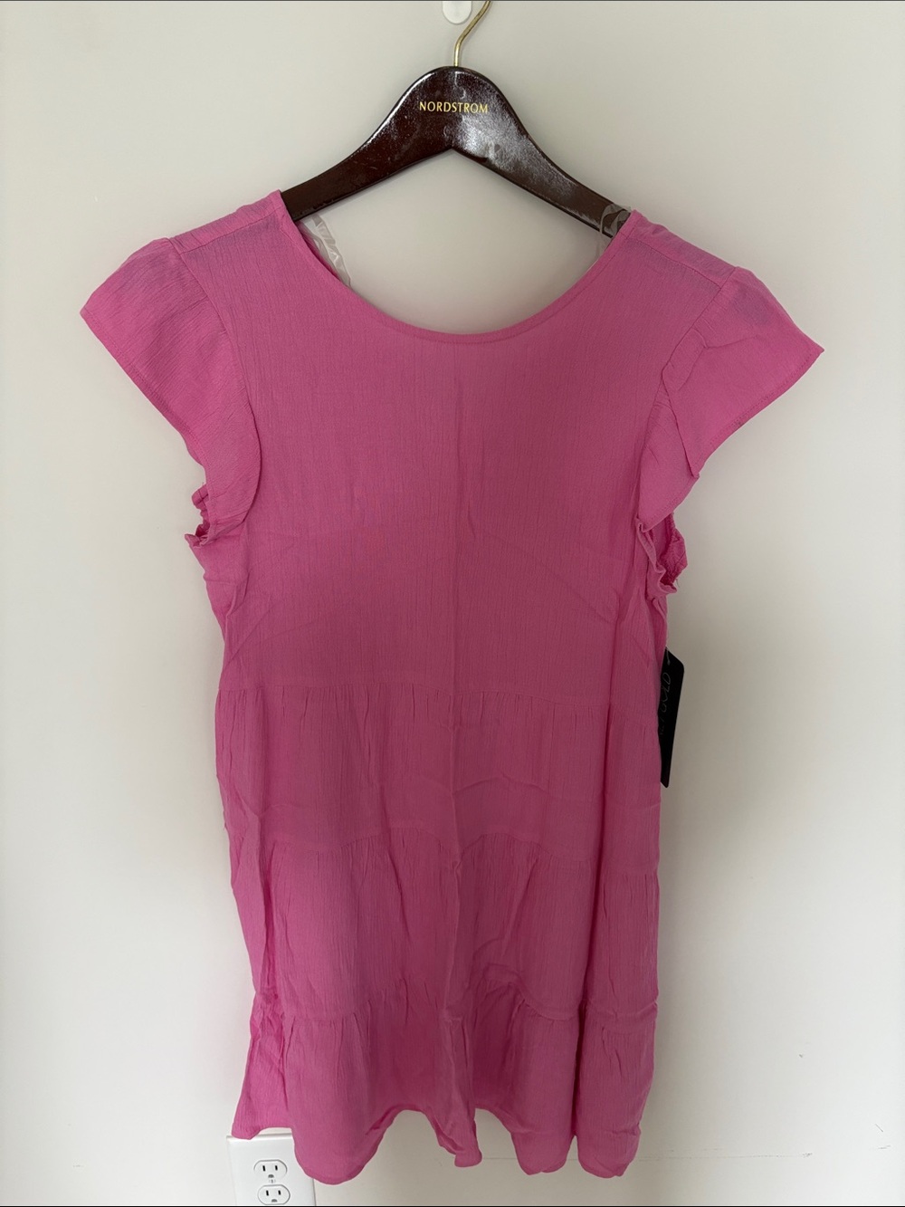 Planet Gold Pink Short Sleeve Tiered Tunic Dress